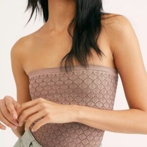 FREE PEOPLE Honey Textured Strapless Bandeau Seamless Beige Tube Top M/L - NWOT